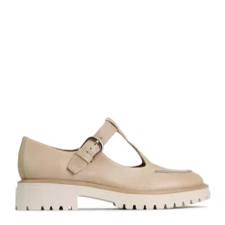EOS Footwear Loafer Heels>ANJA T-BAR LOAFERS LEATHER Ecru