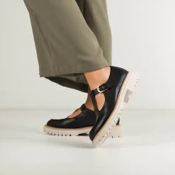 EOS Footwear Loafer Heels>ANJA T-BAR LOAFERS LEATHER Ecru
