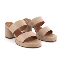 EOS Footwear Heeled Sandals|Sandal Heels>DORO LEATHER MULE HEEL SANDALS