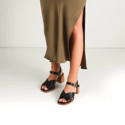 EOS Footwear Block Heels|Heeled Sandals>ISA LOW HEEL SANDALS LEATHER