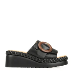 EOS Footwear Wedges & Espadrilles|Heeled Sandals>MENA LEATHR WEDGE SLIDE SANDALS