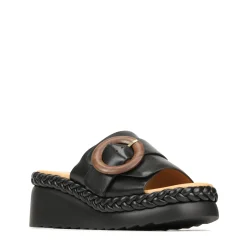 EOS Footwear Wedges & Espadrilles|Heeled Sandals>MENA LEATHR WEDGE SLIDE SANDALS